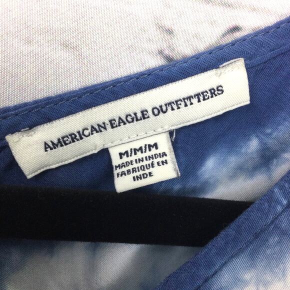 American Eagle Outfitters Tie Dye Ruffle Flare Sleeve V-Neck Lace Up Romper M - Picture 8 of 16